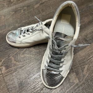 Dolce Vita Silver and Cream Sneakers